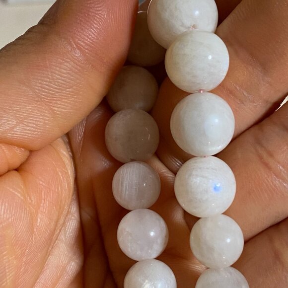 Genuine White Moonstone Graduated Bead Necklace,Classic Gemstone Beaded Necklace - Picture 16 of 17